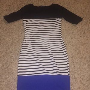 Black and white striped dress